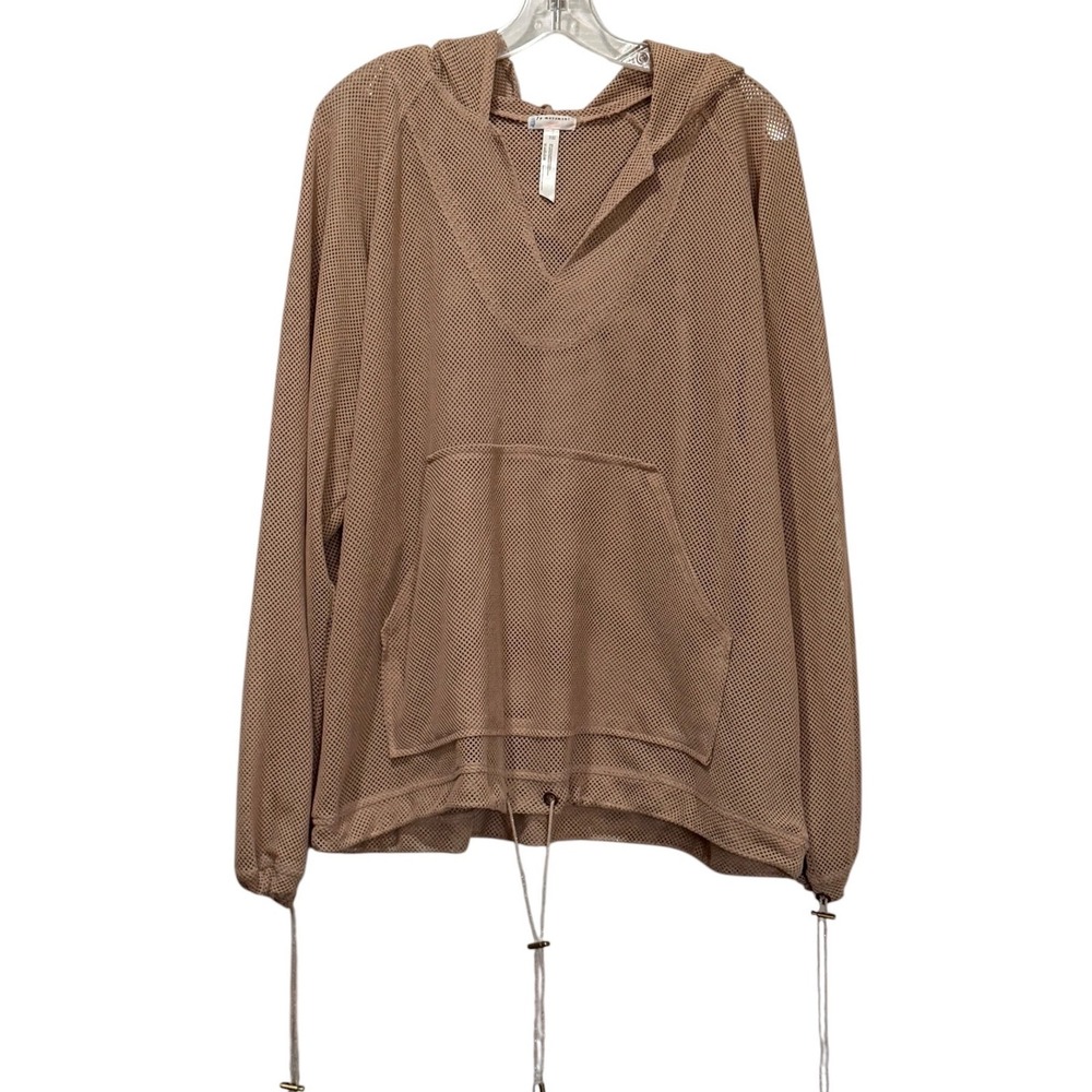 FP Movement Free People Tan Mesh Hoodie Pullover V-Neck Activewear Top small